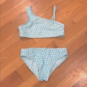 FINAL PRICE! Excellent Condition Tiffany Blue PolkaDot Girls Bikini Swimsuit Set